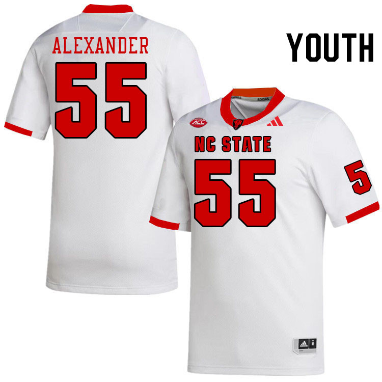 Youth #55 Blair Alexander NC State Wolfpack College Football Jerseys Stitched-White